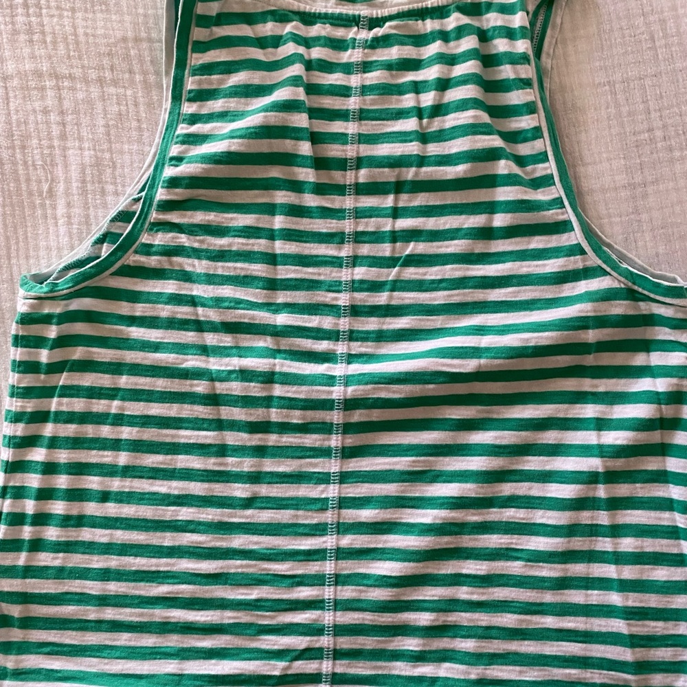 J crew girlfriend tank top Green and White Striped Tank Top - Picture 2 of 3